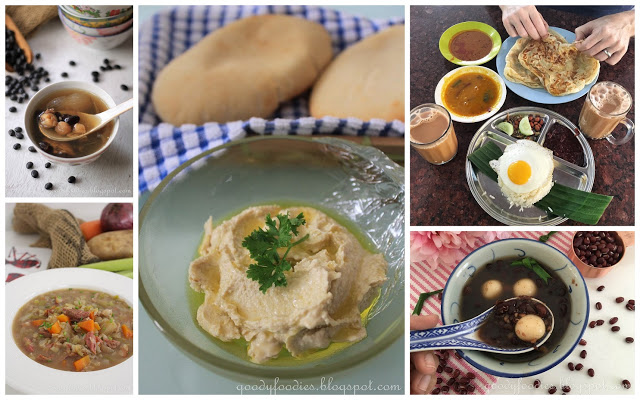 Collage of recipe photos incorporating pulses