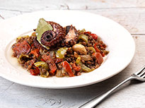 Baked Octopus with Lentils by Chef Argiro Barbarigou