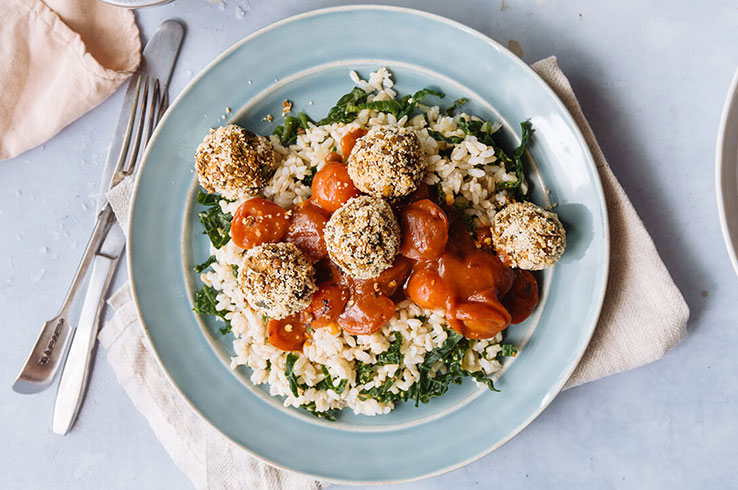 Mindful Chef's Lentil ‘meatballs’ with cavolo nero rice