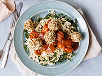 Mindful Chef's Lentil ‘meatballs’ with cavolo nero rice