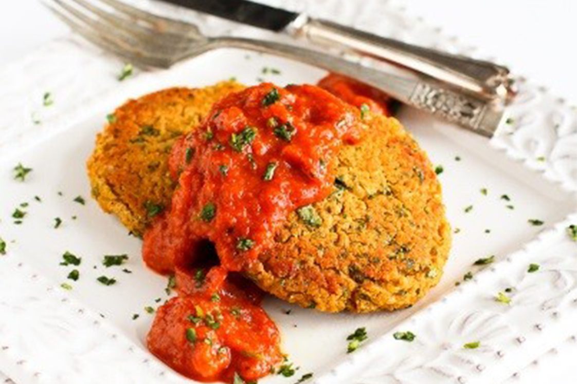 Baked Curry Lentil Cakes with Roasted Red Pepper Sauce