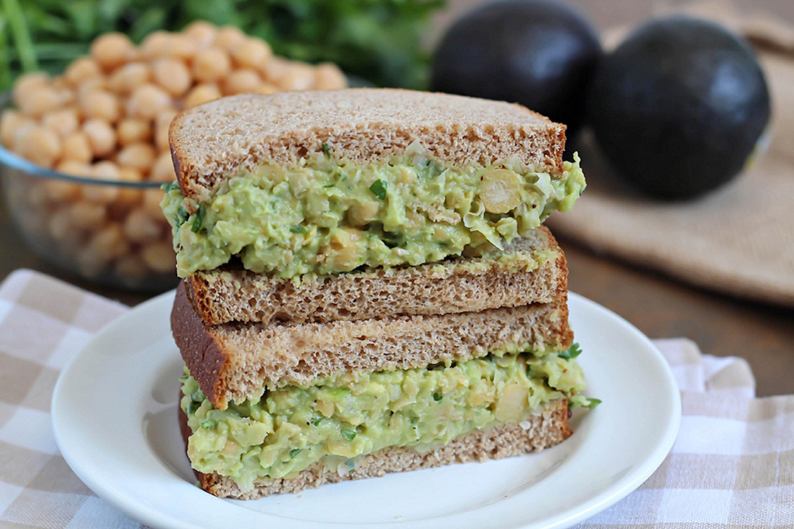 Avocado Chickpea Salad Sandwiches Appetizers, Snacks & Sides, Mains