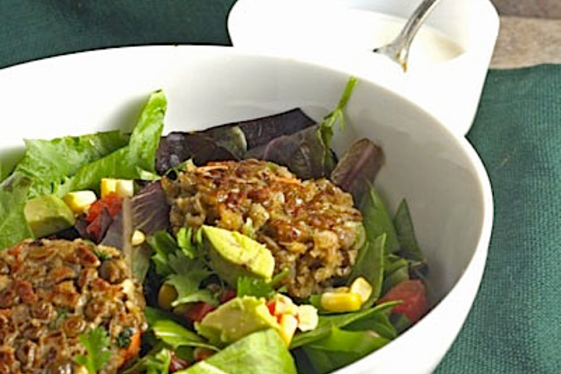 Southwest Lentil Patties with Creamy Lime Dressing - Mains Recipe