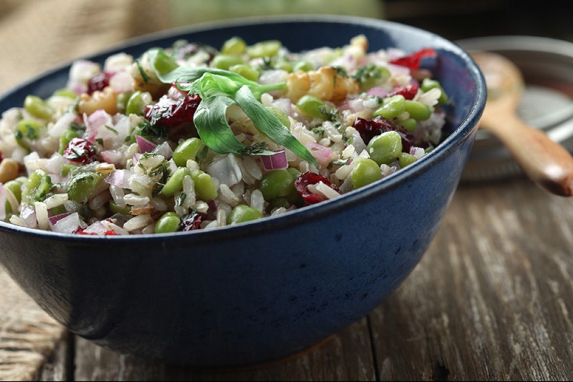 Green Split Pea Salad with Rice and Cranberries