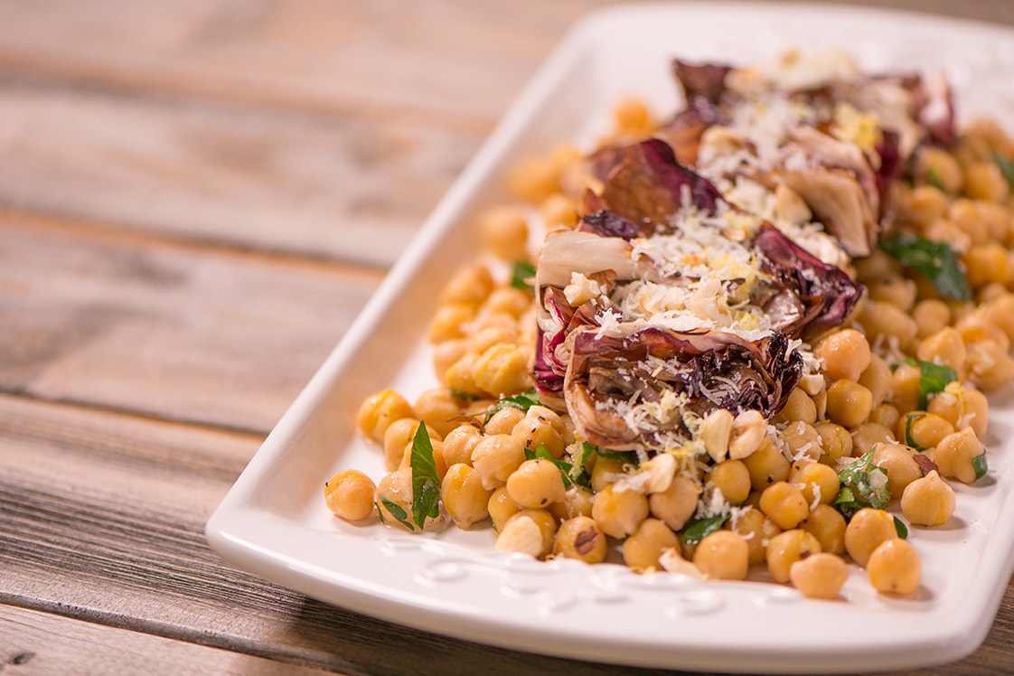 Charred Radicchio and Chickpea Salad - Gourmet Gurus, Appetizers, Snacks &amp; Sides, Mains Recipe