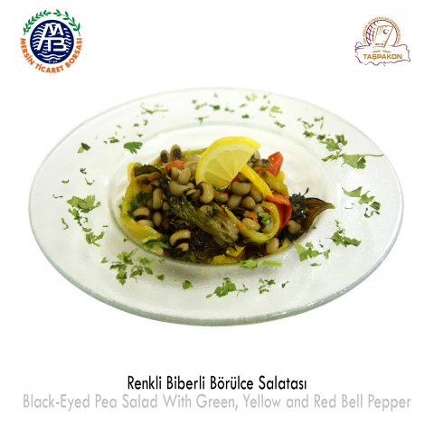 Black-Eyed Pea Salad with Green, Yellow and Red Bell Pepper