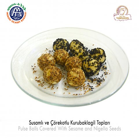 Pulse Balls Covered with Sesame and Nigella Seeds
