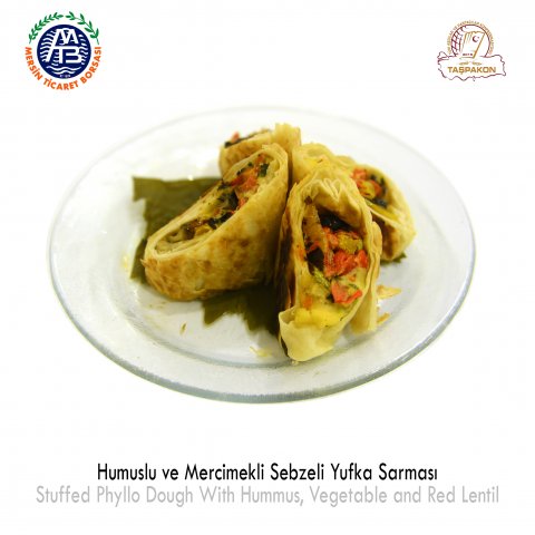 Stuffed Phyllo Dough with Hummus, Vegetable and Red Lentil