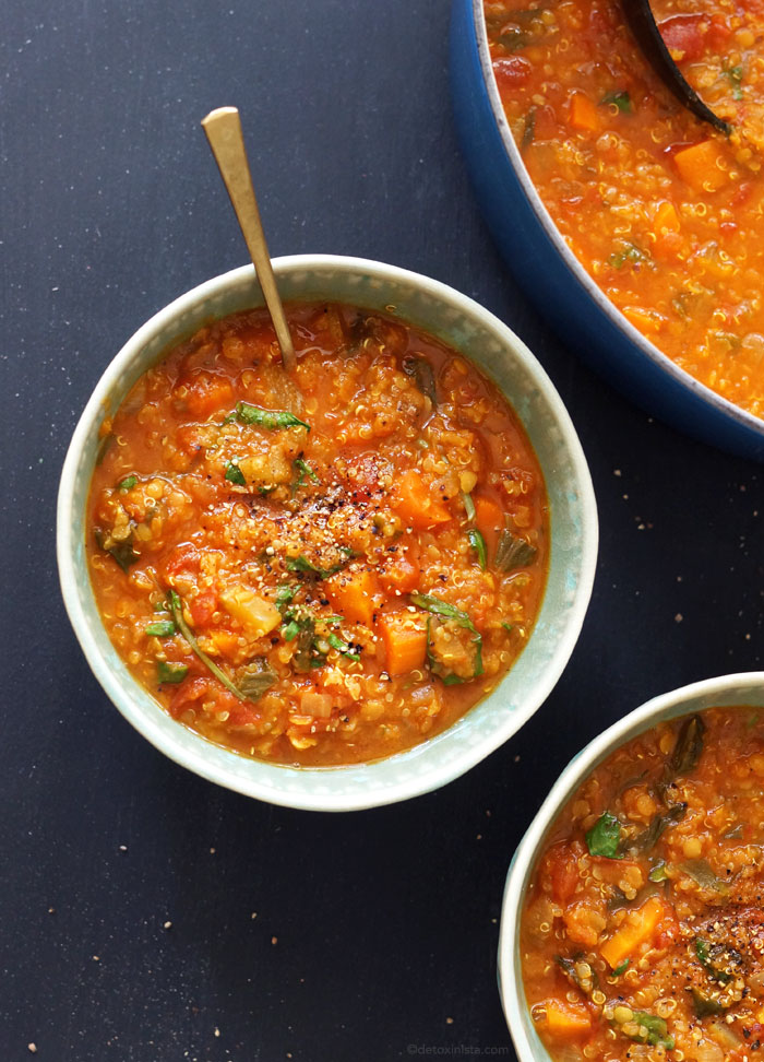 Lentil, Kale and Quinoa Stew - Half Cup Habit