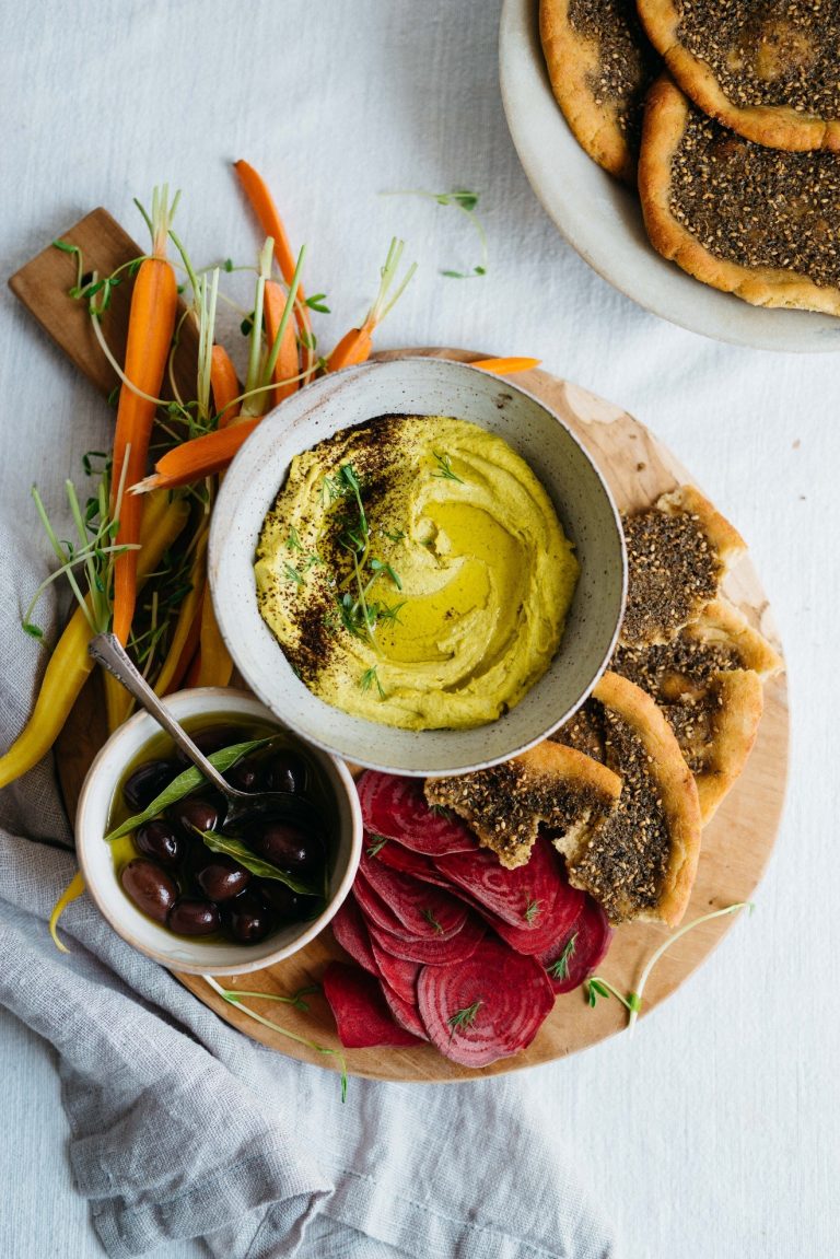 Sunshine Mung Bean Spread w/ Gluten Fee Za'atar Flatbread - Half Cup Habit