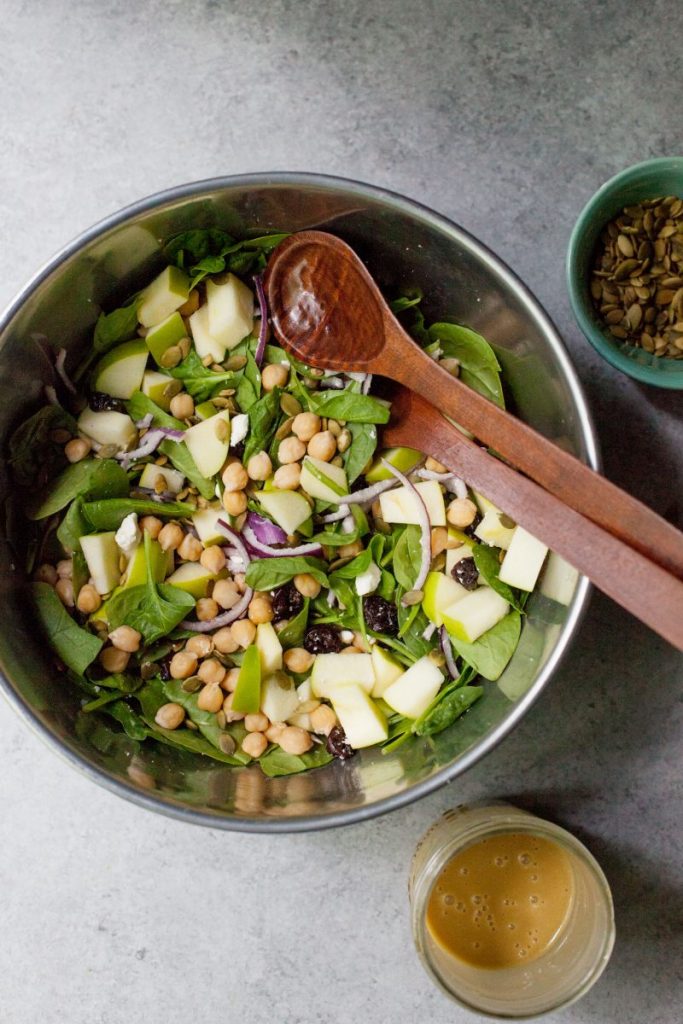 Chickpea Apple Spinach Salad with Honey Mustard Vinaigrette Half Cup