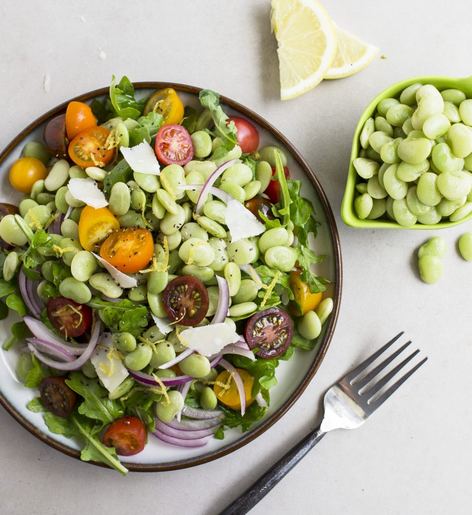 Baby Lima Bean Salad with Parmesan - Half Cup Habit