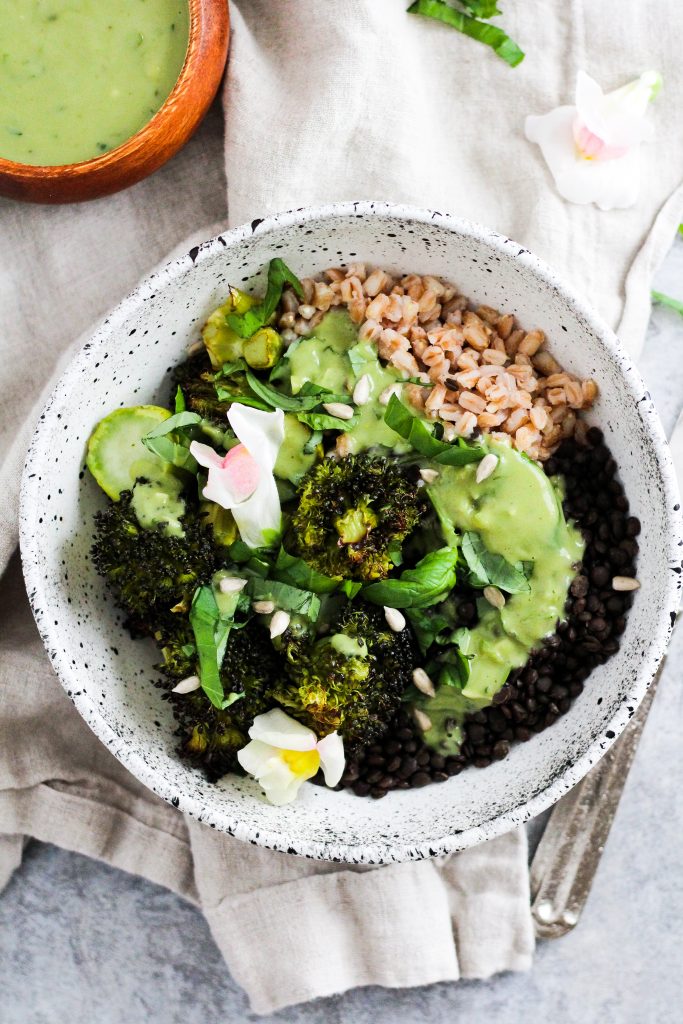 Lentil Grain Bowls with Matcha Dressing - Half Cup Habit