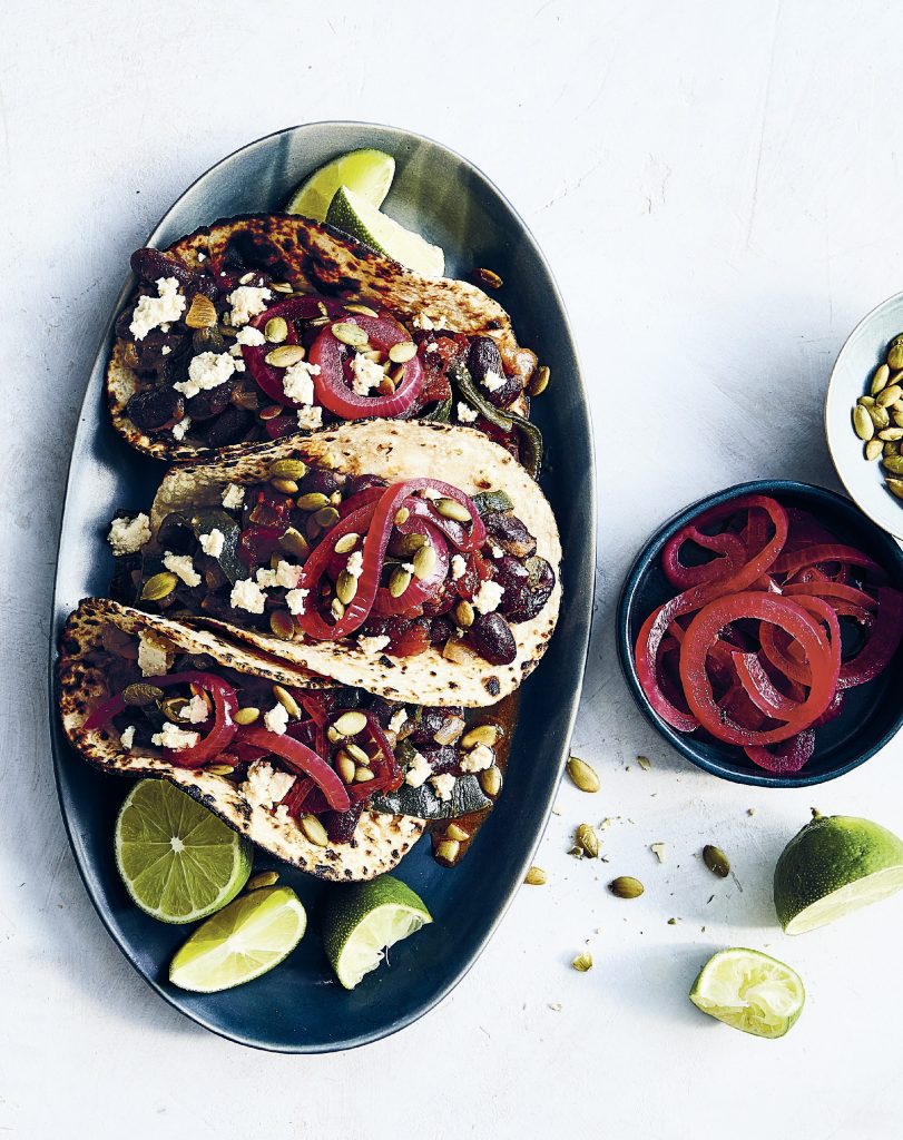 Kidney Bean and Poblano Tacos with QuickPickled Onions Half Cup Habit