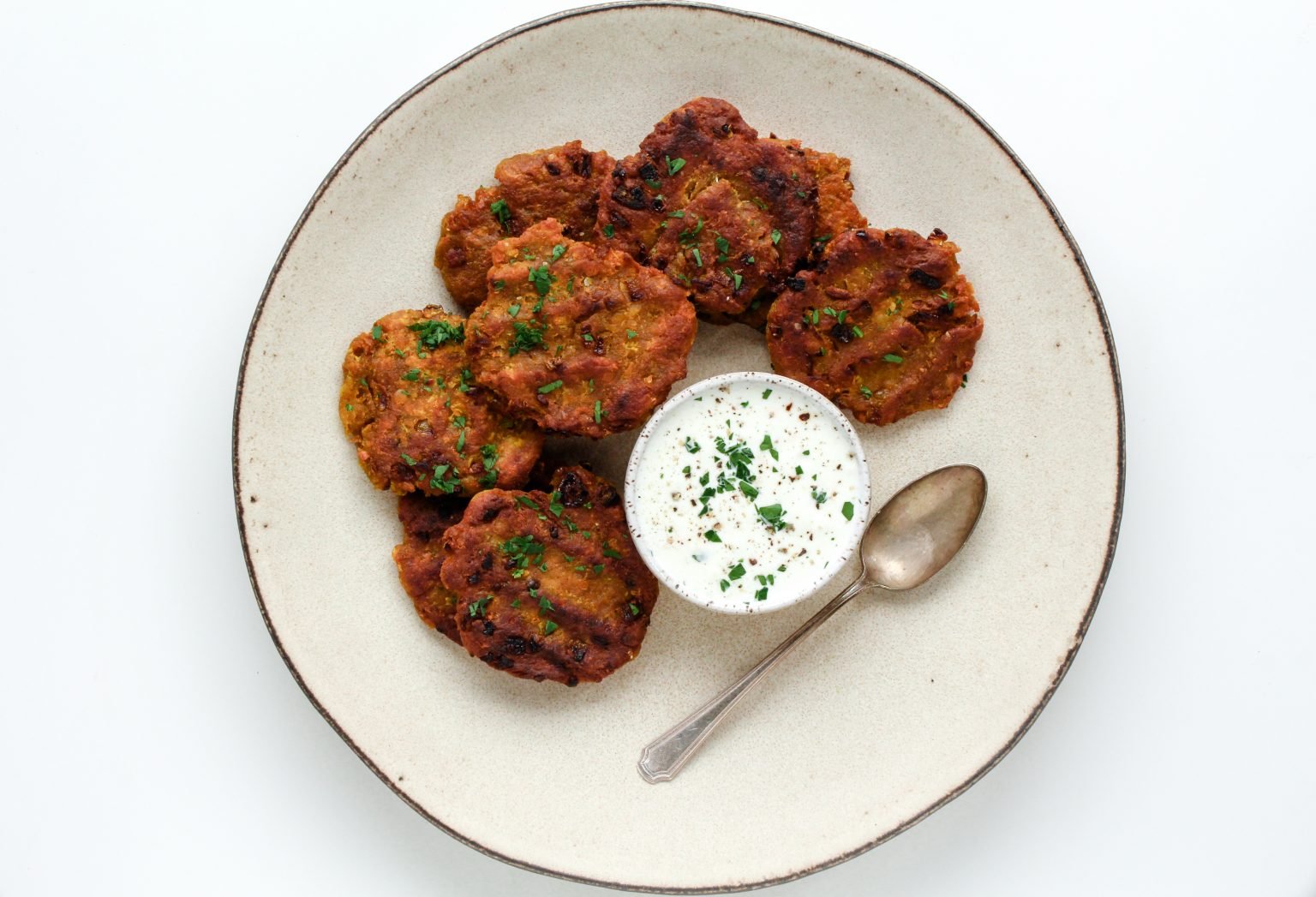 Lentil Fritters with Lemon-Garlic Yogurt - Half Cup Habit