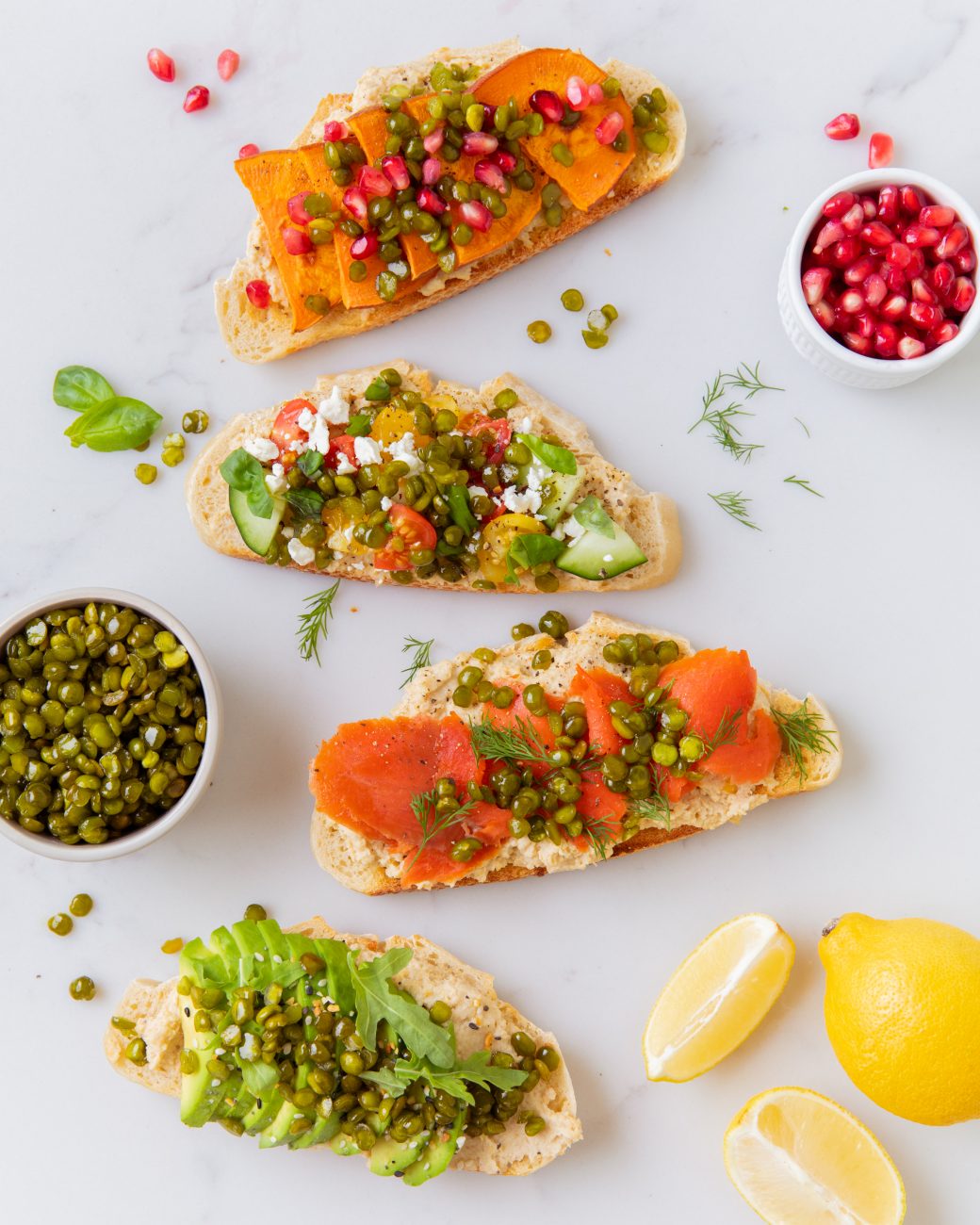 Hummus Toast with Crunchy Split Peas Half Cup Habit